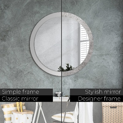 Miroir rond avec décoration Béton gris