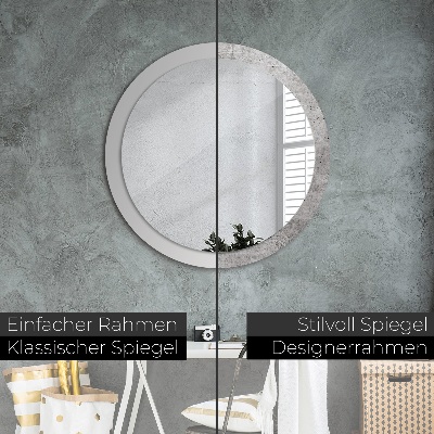 Miroir rond avec décoration Béton gris