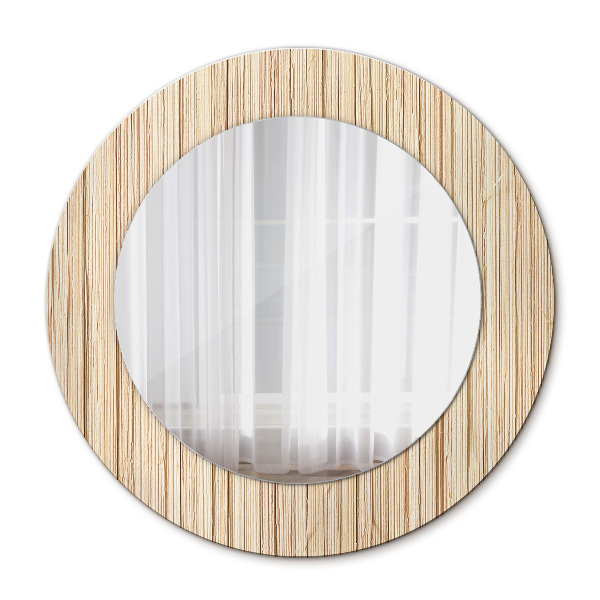 Miroir rond imprimé Paille de bambou