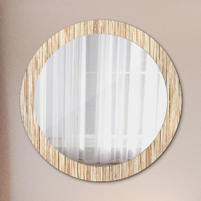 Miroir rond imprimé Paille de bambou
