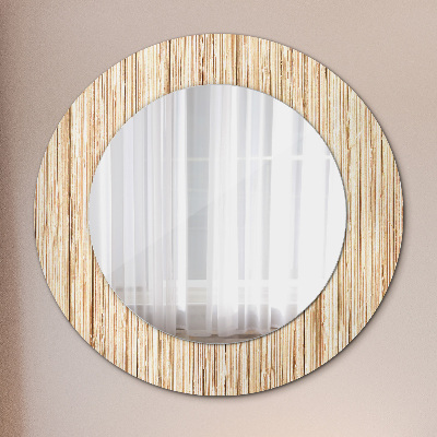 Miroir rond imprimé Paille de bambou