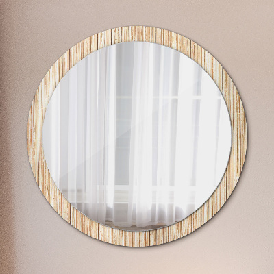 Miroir rond imprimé Paille de bambou