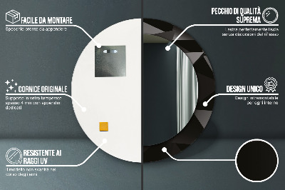 Miroir rond avec décoration Noir abstrait