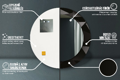 Miroir rond avec décoration Noir abstrait