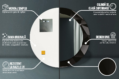 Miroir rond avec décoration Noir abstrait