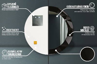 Miroir rond avec décoration Noir abstrait