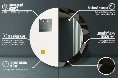 Miroir rond avec décoration Noir abstrait