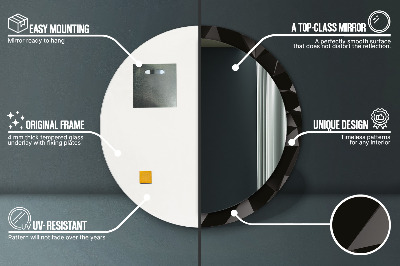 Miroir rond avec décoration Noir abstrait