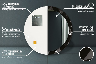 Miroir rond avec décoration Noir abstrait