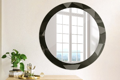 Miroir rond avec décoration Noir abstrait