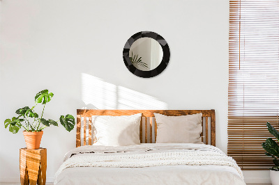 Miroir rond avec décoration Noir abstrait