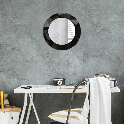 Miroir rond avec décoration Noir abstrait