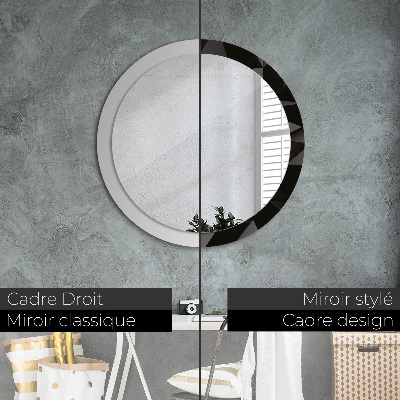 Miroir rond avec décoration Noir abstrait