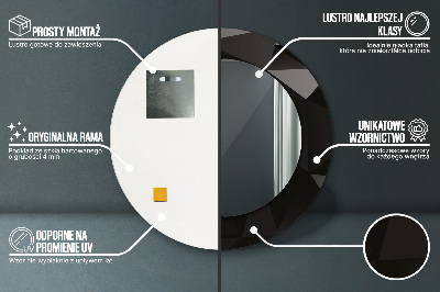 Miroir rond avec décoration Noir abstrait