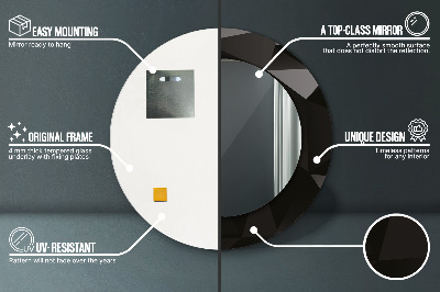 Miroir rond avec décoration Noir abstrait