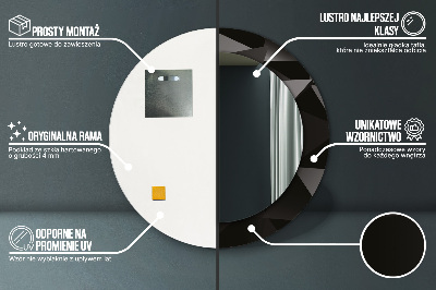 Miroir rond avec décoration Noir abstrait