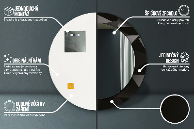Miroir rond avec décoration Noir abstrait