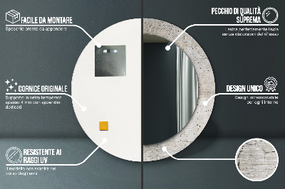 Miroir rond imprimé Béton gris