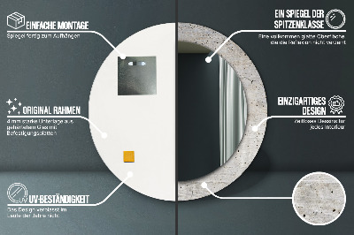 Miroir rond imprimé Béton gris