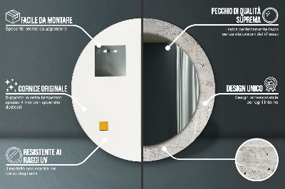 Miroir rond imprimé Béton gris