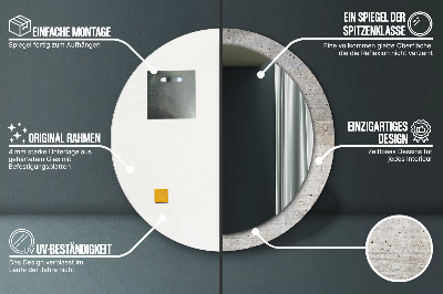 Miroir rond imprimé Béton gris