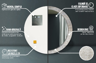 Miroir rond imprimé Béton gris