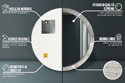 Miroir rond imprimé Béton gris