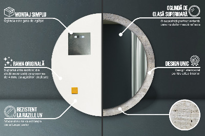 Miroir rond imprimé Béton gris