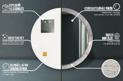 Miroir rond imprimé Béton gris