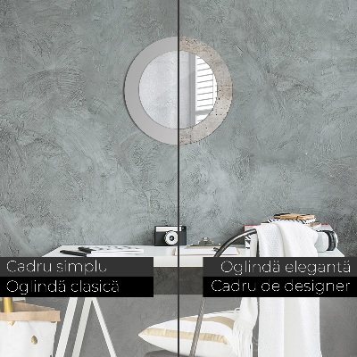 Miroir rond imprimé Béton gris