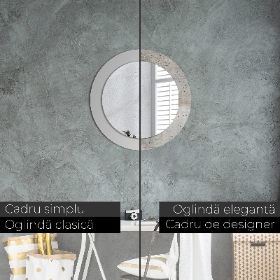 Miroir rond imprimé Béton gris