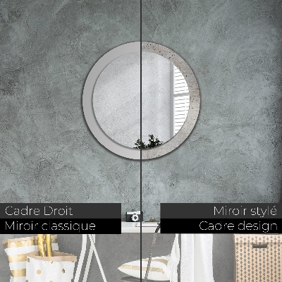 Miroir rond imprimé Béton gris