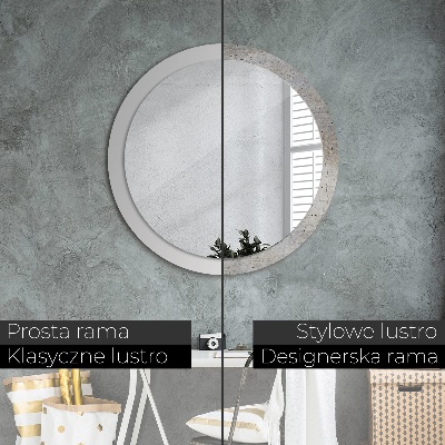 Miroir rond imprimé Béton gris