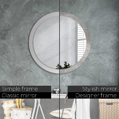 Miroir rond imprimé Béton gris