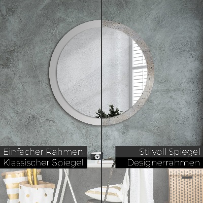 Miroir rond imprimé Béton gris