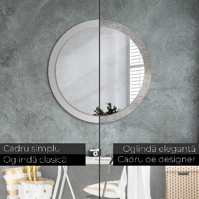 Miroir rond imprimé Béton gris