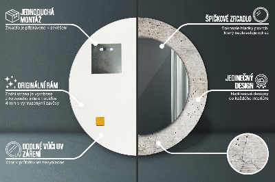 Miroir rond imprimé Béton gris
