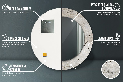 Miroir rond imprimé Béton gris