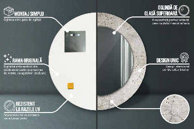 Miroir rond imprimé Béton gris