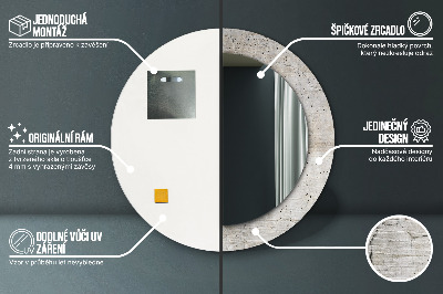 Miroir rond imprimé Béton gris
