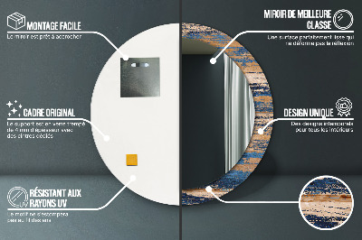 Miroir rond imprimé Bois abstrait