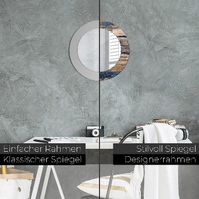 Miroir rond imprimé Bois abstrait