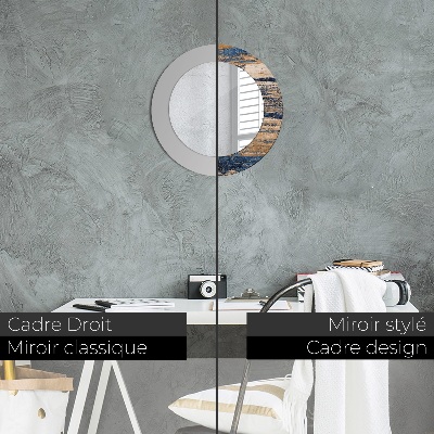 Miroir rond imprimé Bois abstrait