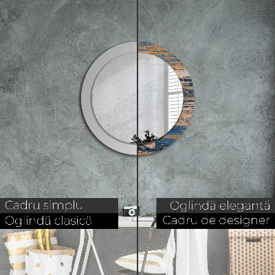 Miroir rond imprimé Bois abstrait