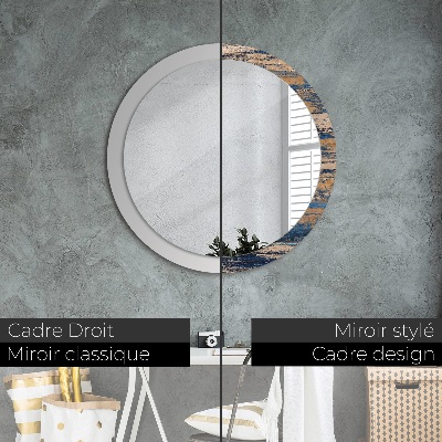 Miroir rond imprimé Bois abstrait