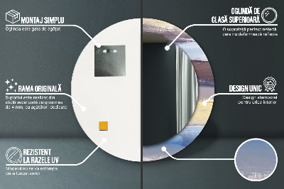 Miroir rond avec décoration Peinture abstraite