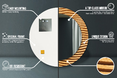 Miroir rond avec décoration Vague en bois