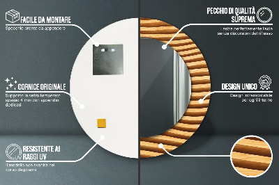 Miroir rond avec décoration Vague en bois