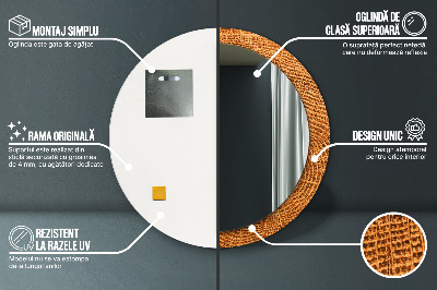 Miroir rond imprimé Bois de chêne