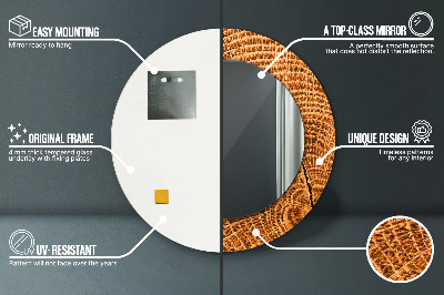 Miroir rond imprimé Bois de chêne